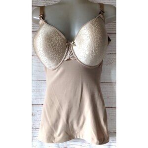 Shapeez Tankee Shapewear Build-In Bra Underwire Full Back Smoothing Beige XL-DDD